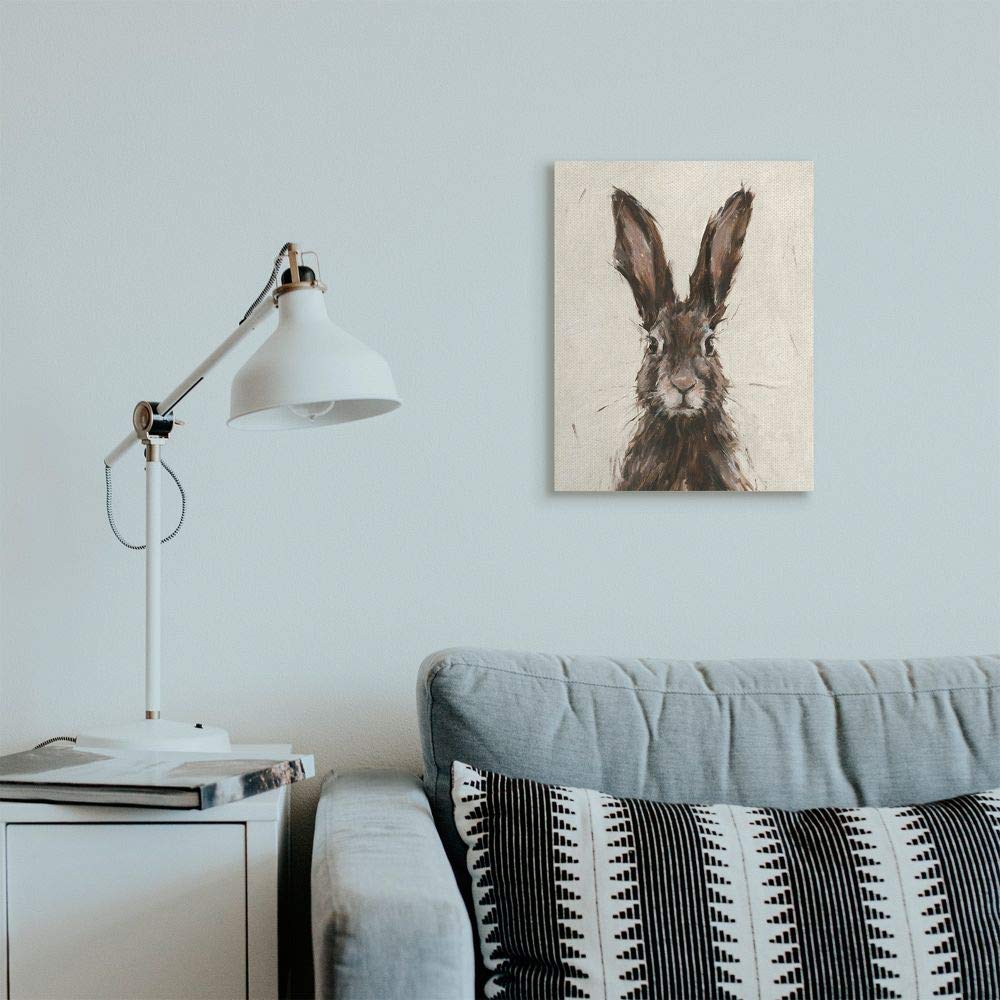 Stupell Industries Brown European Rabbit Hare Portrait Painting, Gallery Wrapped Canvas, 16 x 20