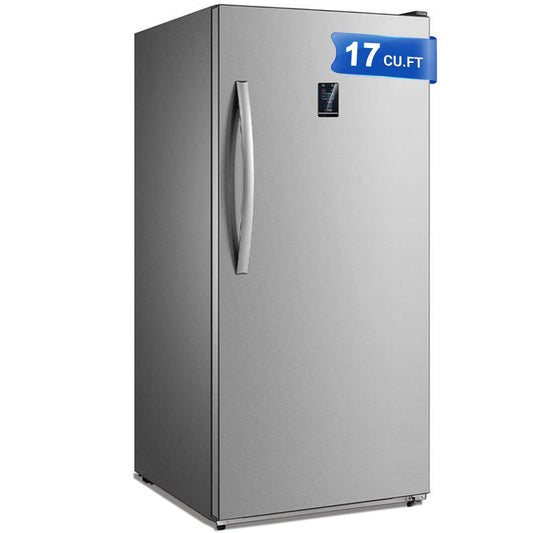 Upright Freezer, Stand Up Freezer,Freezer Upright 17 cu ft Upright Freezers Frost Free, Convertible Fridge/Freezer,Stainless Steel Standing Freezer Upright with LED Interior Light