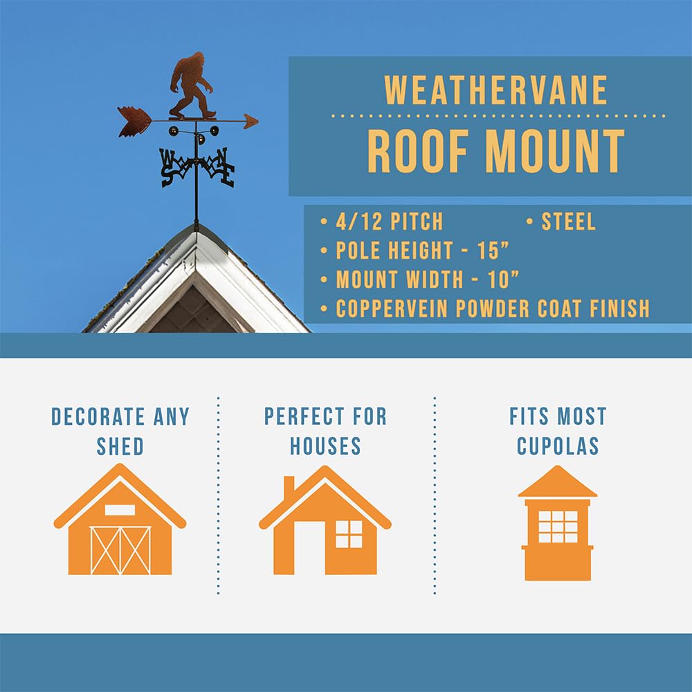 SWEN Products Bigfoot Sasquatch Weathervane (Roof Mount Included)