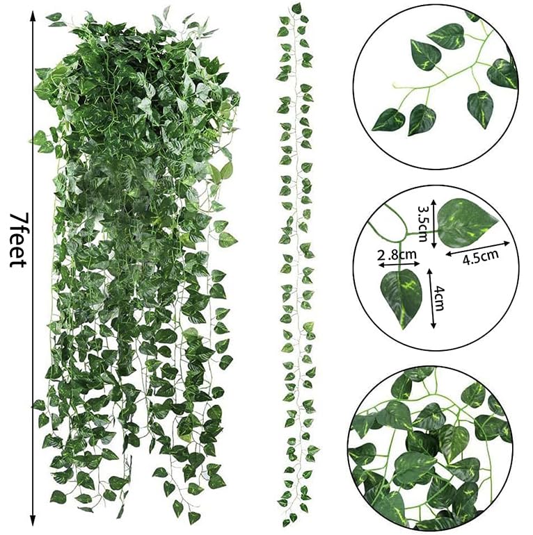 CEWOR 24 Pack 173ft Artificial Ivy Greenery Garland, Fake Vines Hanging Plants Backdrop for Room Bedroom Wall Decor, Green Leaves for Jungle Theme Party Wedding Decoration