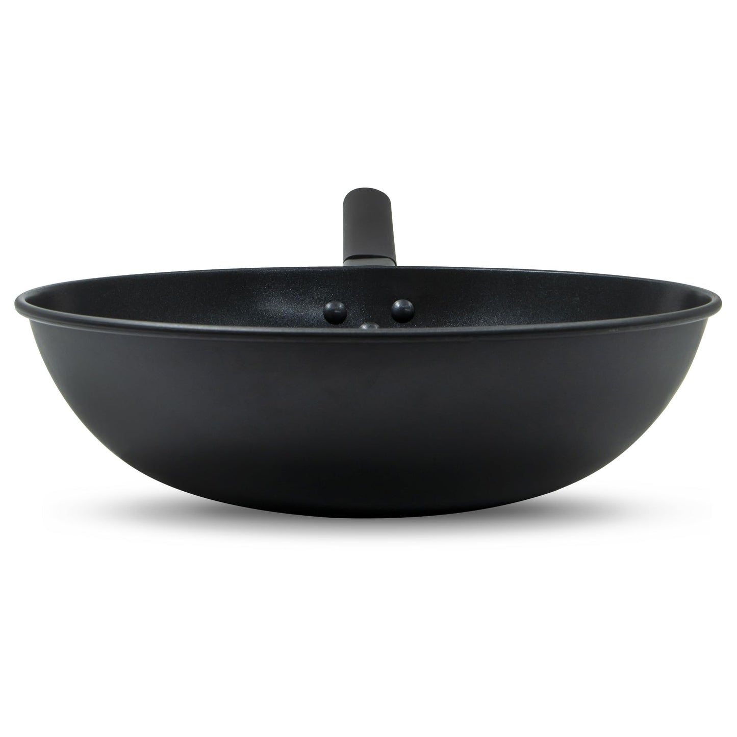 welsteepse Steel Wok Pan, Stir Fry Wok, Carbon Steel Wok, Non-Stick Skillet, No Chemical Coating, Flat Bottom Wok Pan for All Stoves - 13in (Black) (Glasslid Wok)