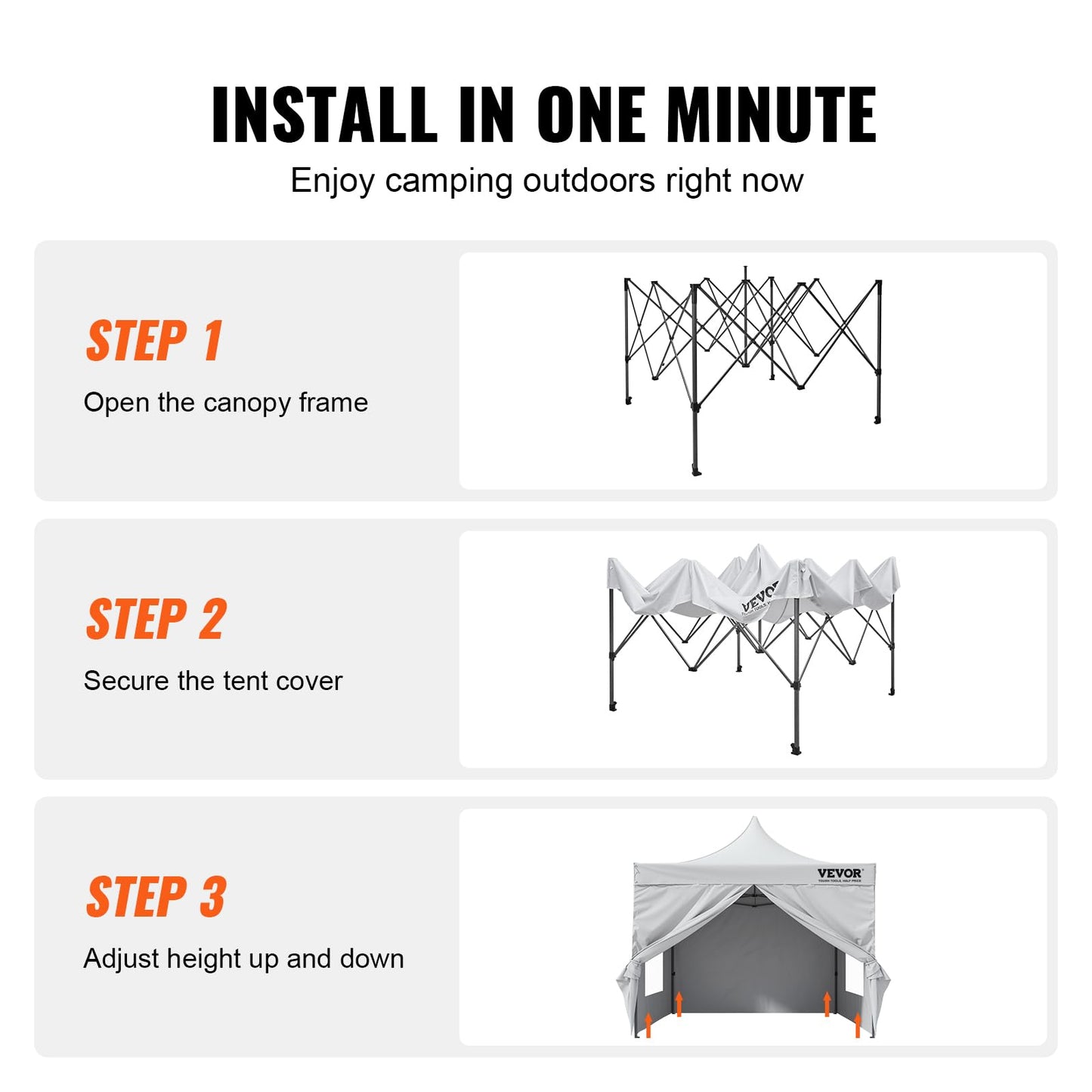 VEVOR 10x10 FT Pop up Canopy with Removable Sidewalls, Instant Canopies Portable Gazebo & Wheeled Bag, UV Resistant Waterproof, Enclosed Canopy Tent for Outdoor Events, Patio, Backyard, Party, Camping