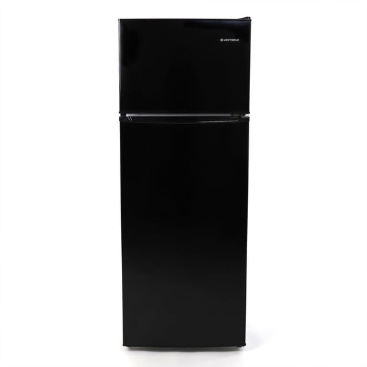 West Bend Apartment Refrigerator Freestanding Slim Design Full Fridge with Top Freezer for Condo, House, Small Kitchen Use, 7.4-Cu.Ft, Black