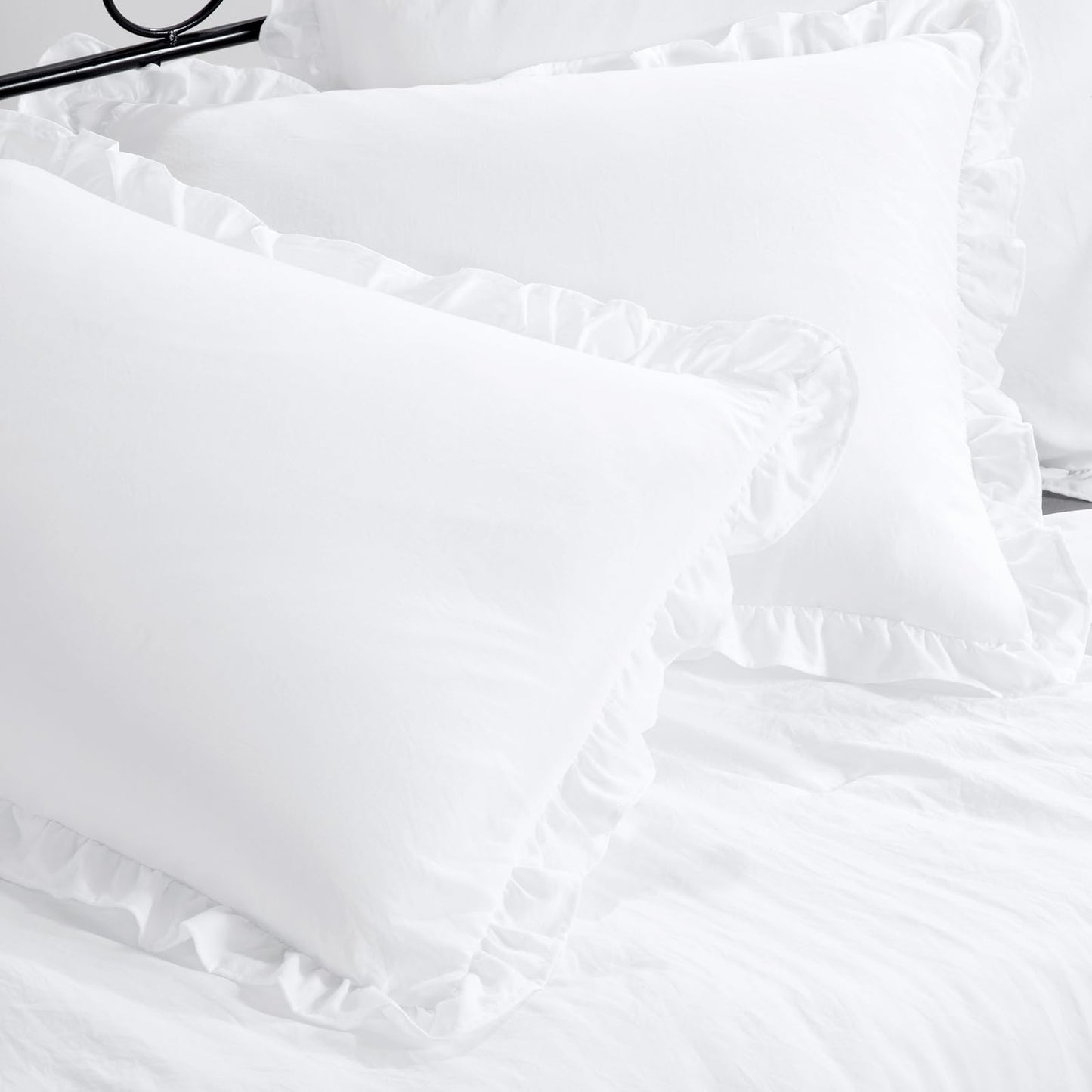 HOMBYS 5 Pieces Thicker Ruffled Daybed Set Twin Size, Daybed Comforter Set for All Season Cozy and Soft, Daybed Cover Fluffy Comforter with Bed Skirt and Shams - 75 x39 - Pure White