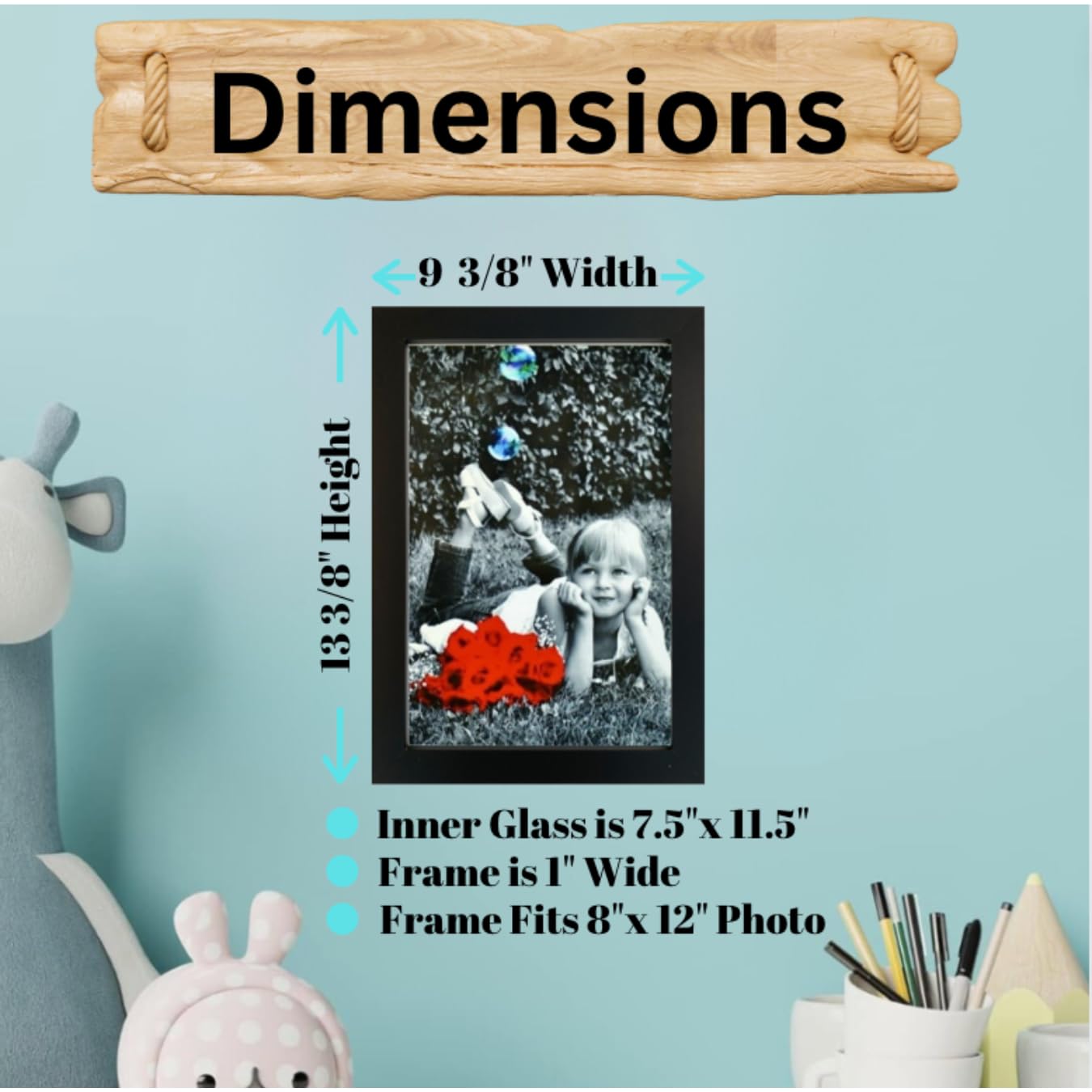 Tasse Verre 8x12 Picture Frames (2-Pack) - HIGH Definition Glass Front Cover - Displays 8" by 12" Picture Frame- Vertical or Horizontal and Comes Ready to Hang. 8x12 Frame Poster