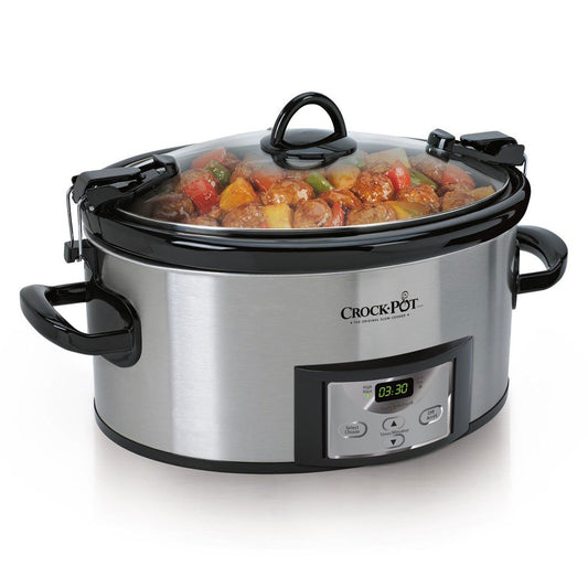 Crock-Pot 6 Quart Cook & Carry Programmable Slow Cooker with Digital Timer, Stainless Steel (CPSCVC60LL-S), pack of 1