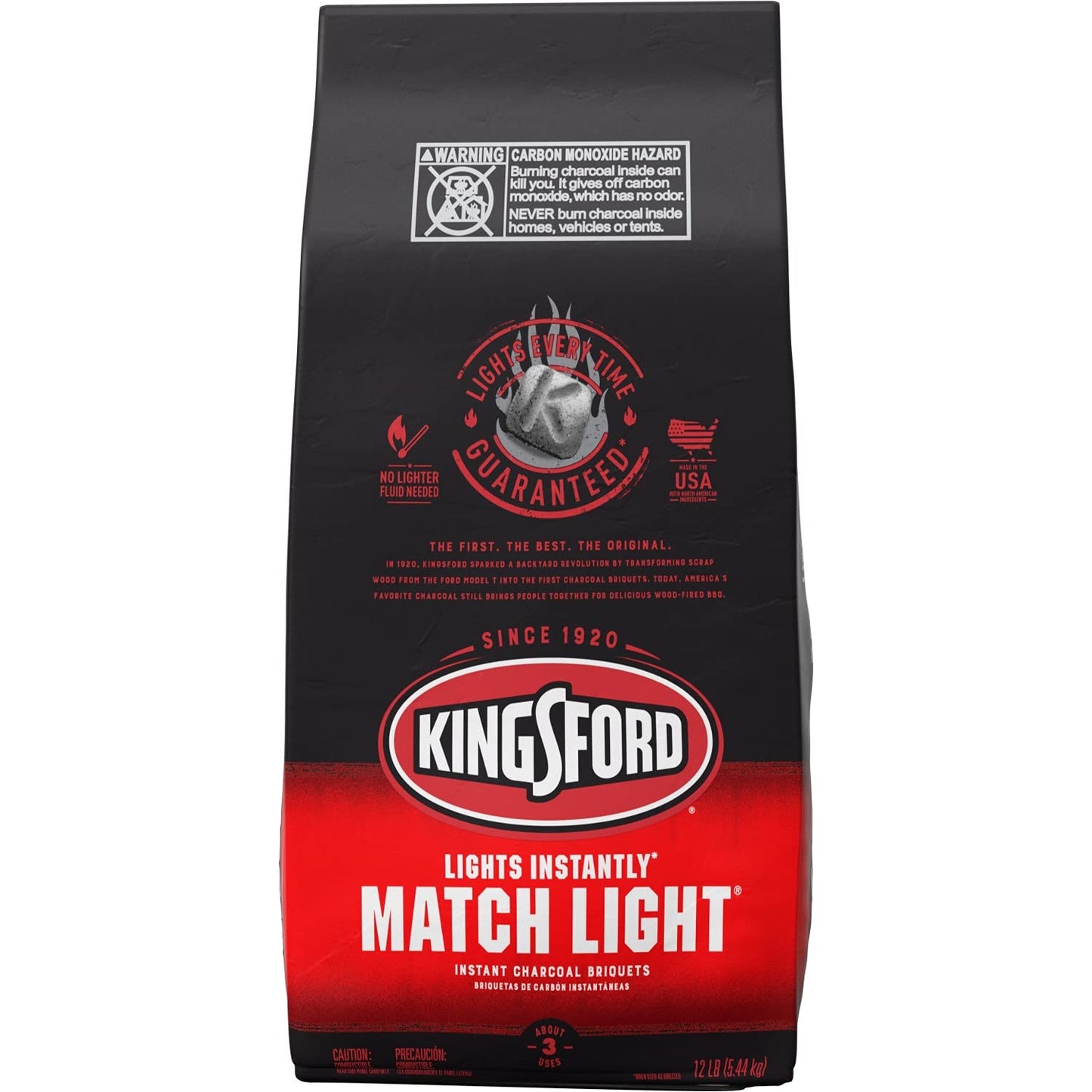 Kingsford Match Light Instant Charcoal Briquettes, BBQ Charcoal for Grilling, Ready in 10 Minutes, No Lighter Fluid or Starter Needed, 12 lbs