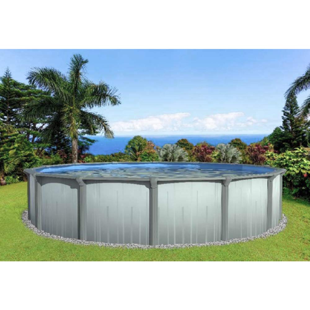 Lake Effect Pools 'Aqua Brook' 24' Foot Round Above-Ground Swimming Pool | 52" Inch Height | Bundle with 20 Gauge Overlap Liner & Widemouth Skimmer