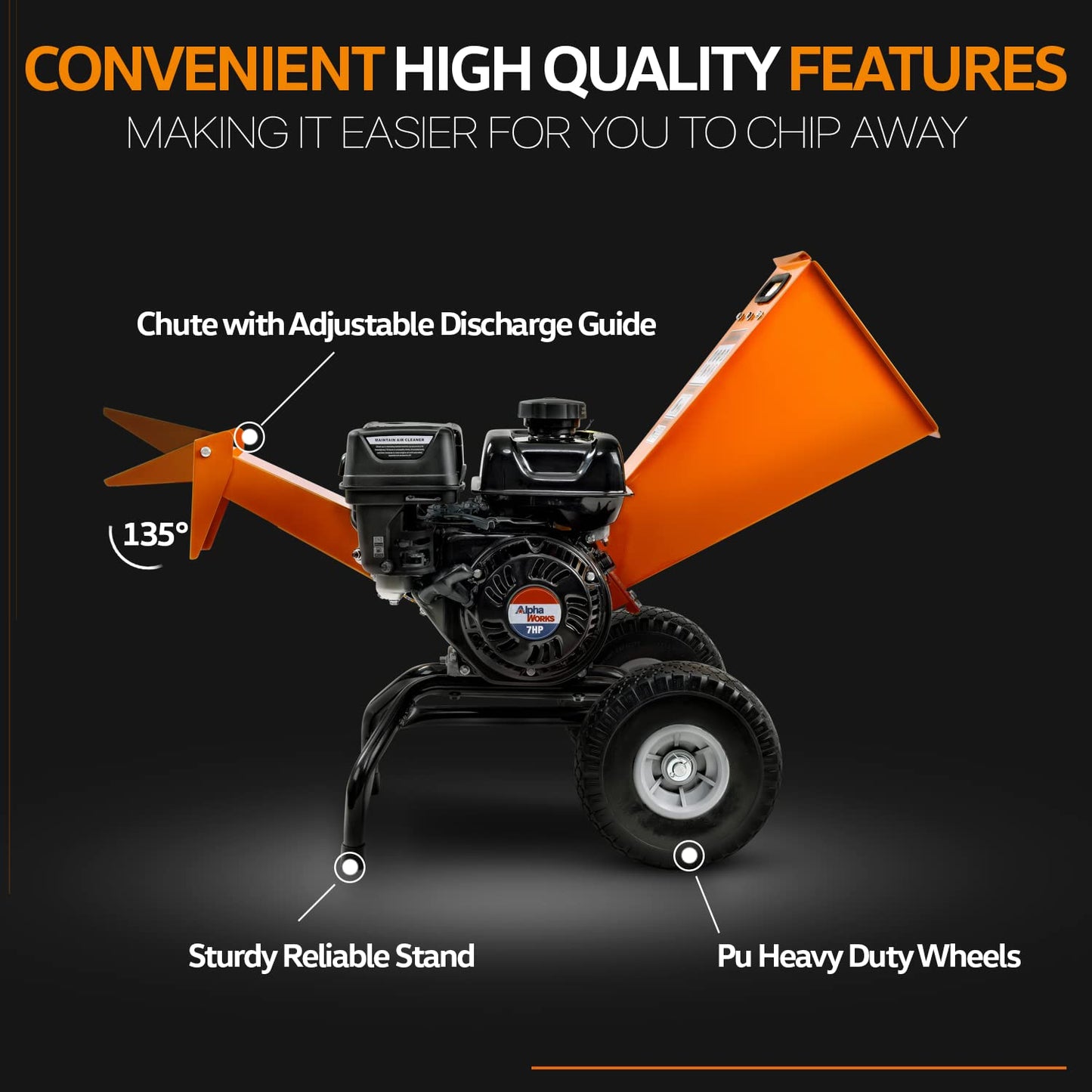 SuperHandy Wood Chipper Shredder Mulcher 7HP Engine Heavy Duty Compact Rotor Assembly Design 3" Inch Max Capacity Aids in Fire Prevention and Building Firebreaks