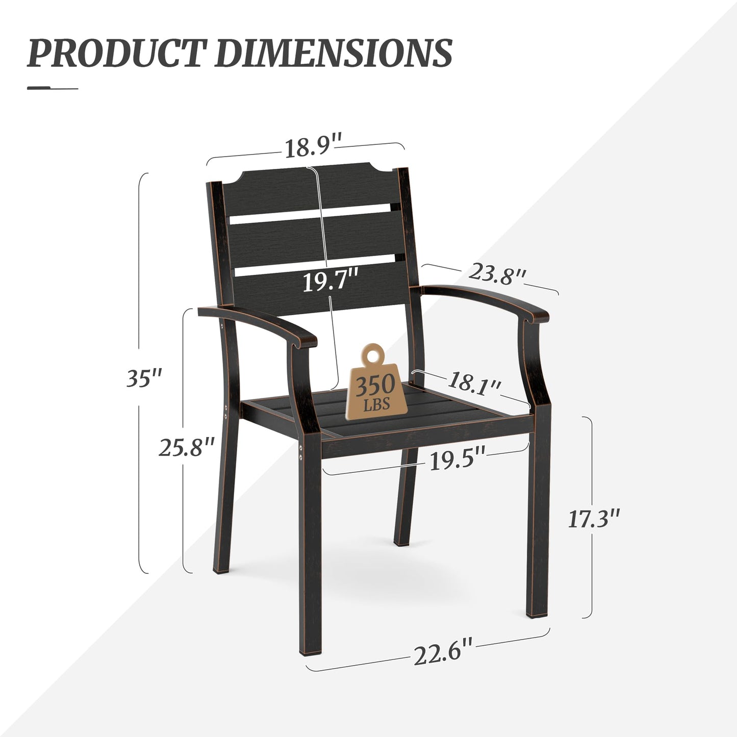 Cozyman Outdoor Dining Chairs, Patio Dining Chairs, HDPS All-Weather Material Outdoor Chairs, Patio Chairs Set of 2 for Patio, Lawn, Garden, Indoor and Backyard, Black