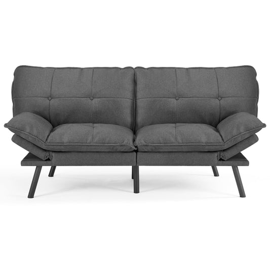 DUMOS Sleeper Futon Sofa Couch Bed, Memory Foam Couch, Convertible Living Room Couch, Apartment, Studio, Office, Home, Dark Grey