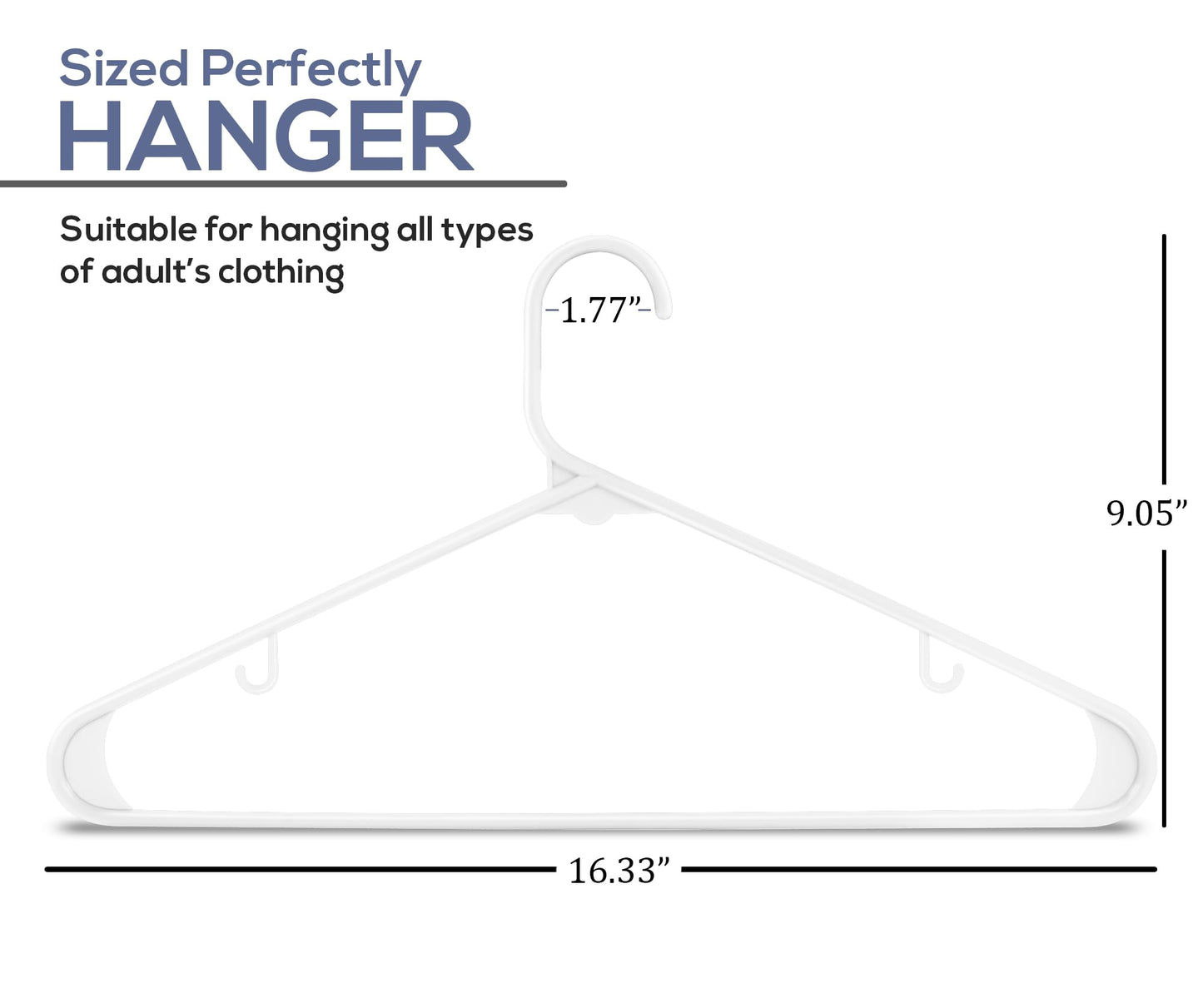 Utopia Home Plastic Hangers 30 Pack - Clothes Hanger with Hooks - Durable & Space Saving Coat Hanger - Heavy Duty White Hangers - Skirt Hangers