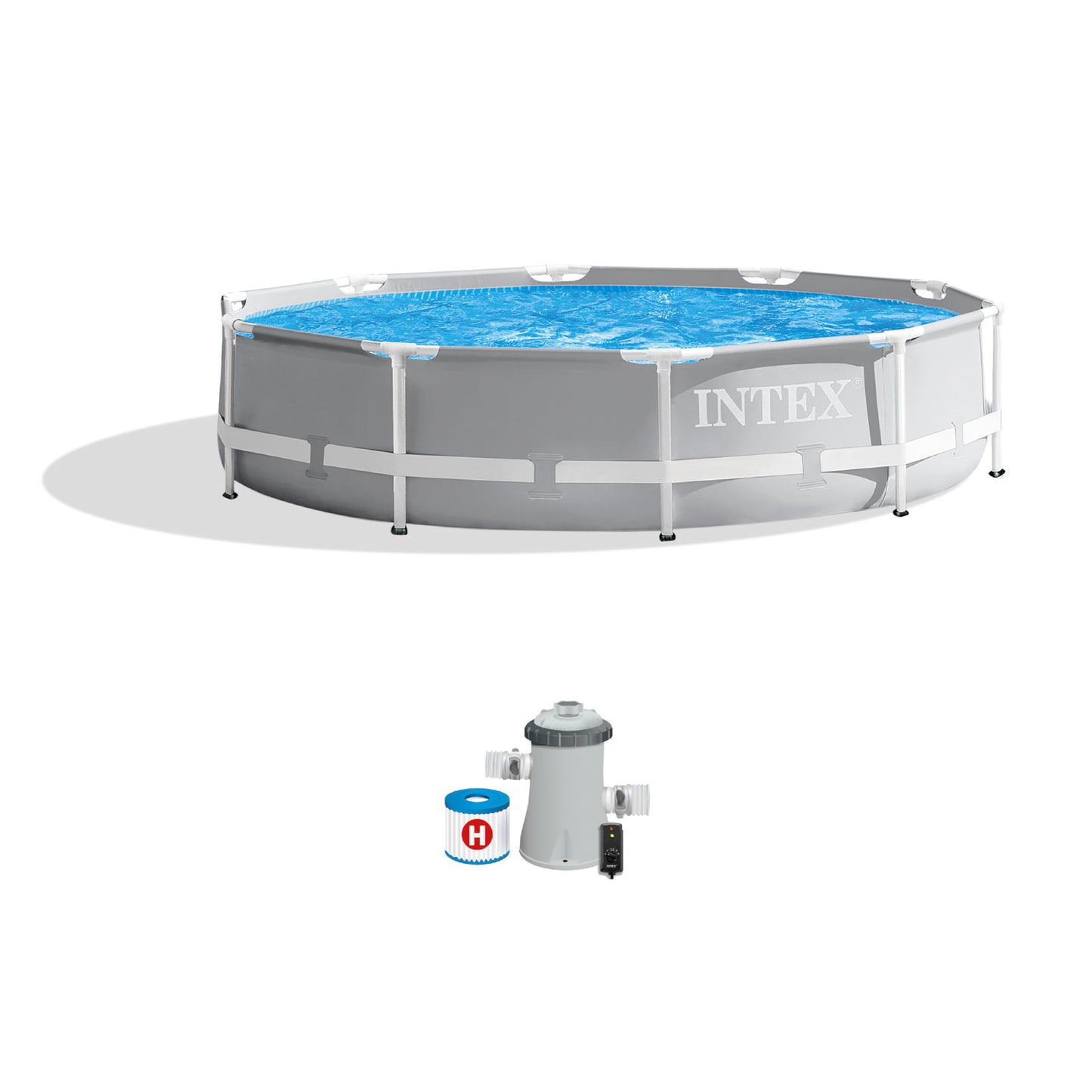 Intex 26701EH Prism Frame Premium Above Ground Swimming Pool Set: 10ft x 30in – Includes 330 GPH Cartridge Filter Pump – SuperTough Puncture Resistant – Rust Resistant – 1185 Gallon Capacity