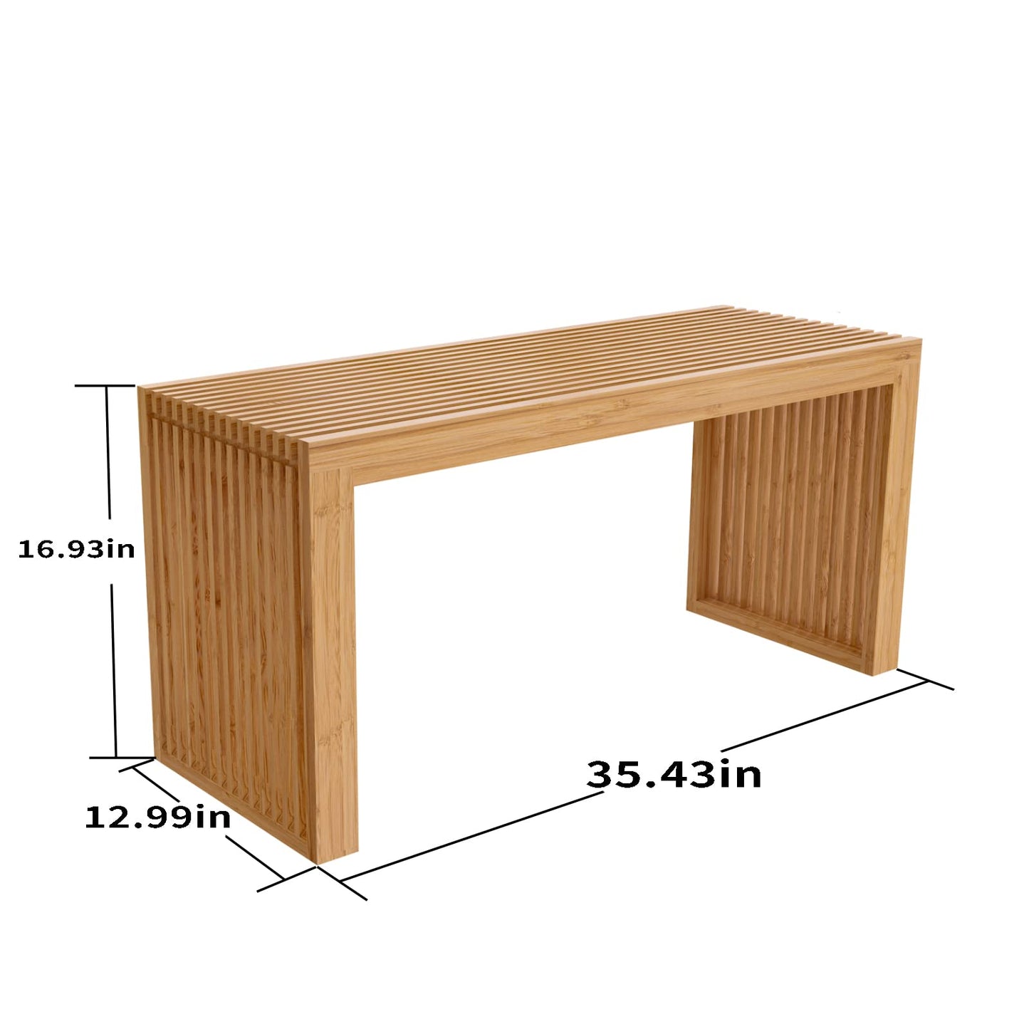 APRTAT Bamboo Dining Bench, 35 inch Farmhouse Decor Indoor Kitchen Table Bench, Entryway Shoe Rack Bench, Outdoor Bench, Solid Bamboo Benches for Living Room, Hallway, Bedroom, Bathroom