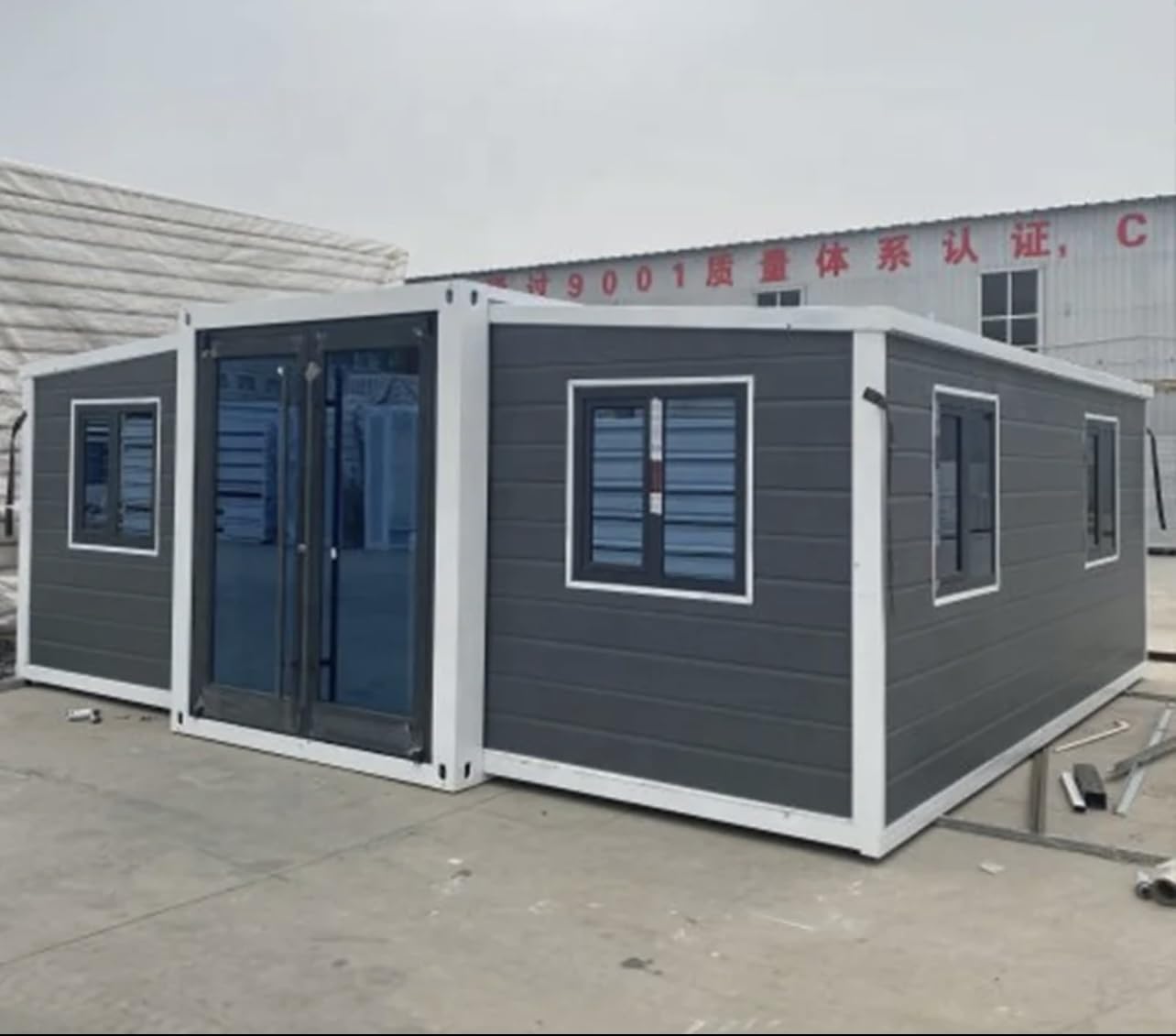 Portable Prefab House 19ft × 20ft, Expandable Tiny Houses Modern Designed Tiny House, Spacious Waterproof and Fire Proof (with Washroom)