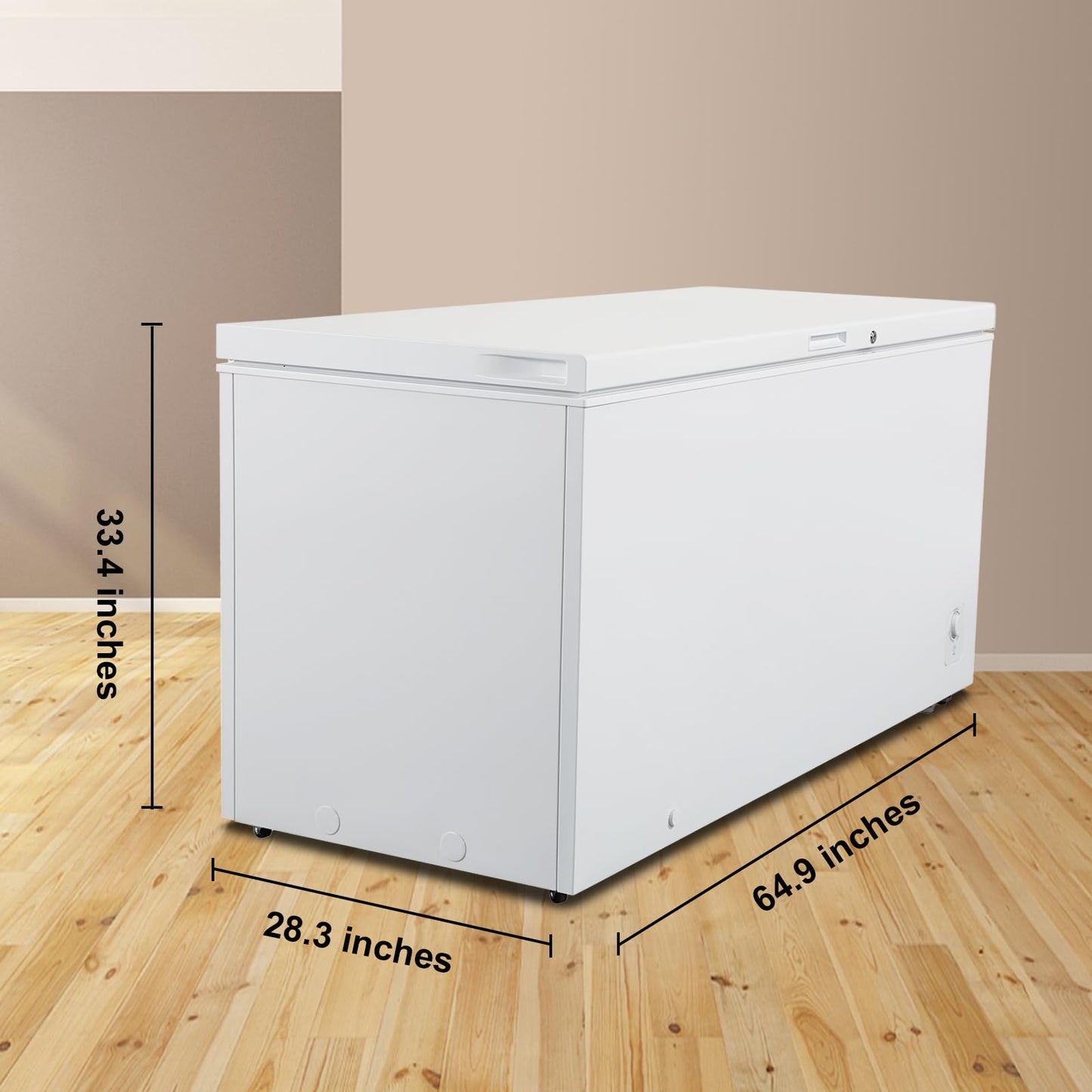 Techomey Chest Freezer 17.7 Cu.Ft Deep Freezer, Compact Freezer with Adjustable Thermostat Control and Removable Wire Basket, Top Open Door, 4 Universal Wheels, Lock, White