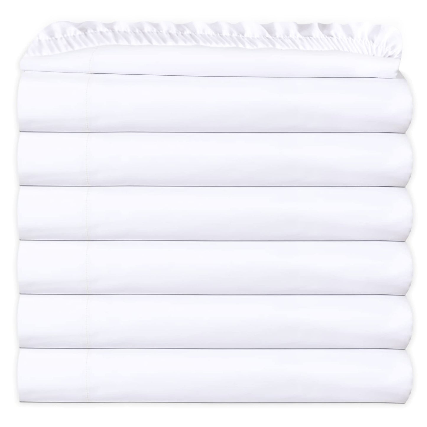 GOLD TEXTILES Full White Fitted Sheets Pack of 6 (54x80+12 Inches) Polycotton T200, Percale Weave - Economy Bed Sheet for Home Bedding, Hospital, Massage Table Hotel, Easy Care, Soft Feel (6, Full)