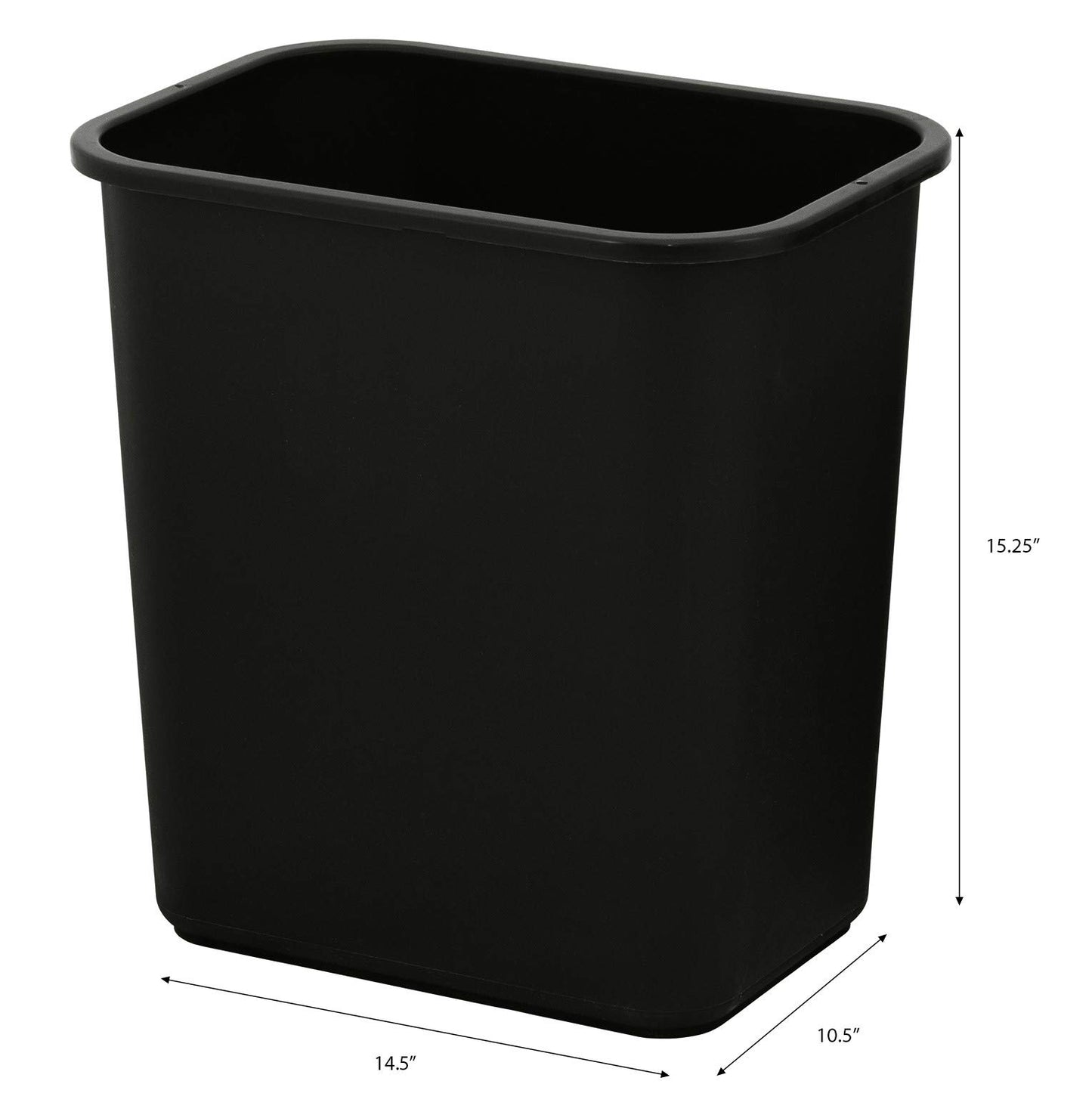 United Solutions 7 Gallon / 28 Quart Space Saving Trash Wastebasket, Fits Under Desk and Small, Narrow Spaces in Commercial, Kitchen, Home Office, and Dorm, Easy to Clean, Black (Pack of 12)