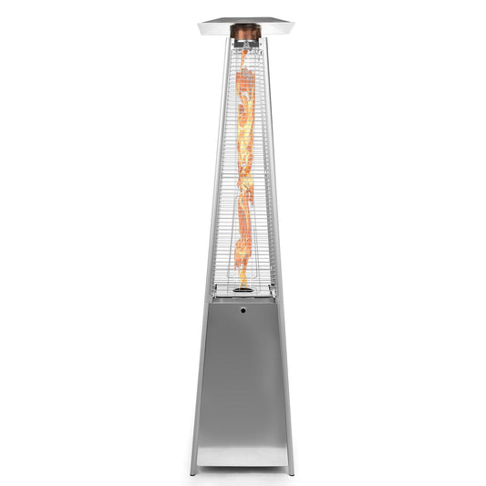 Thermo Tiki Deluxe Propane Outdoor Patio Heater - Pyramid Style w/Dancing Flame (Floor Standing) - Stainless Steel