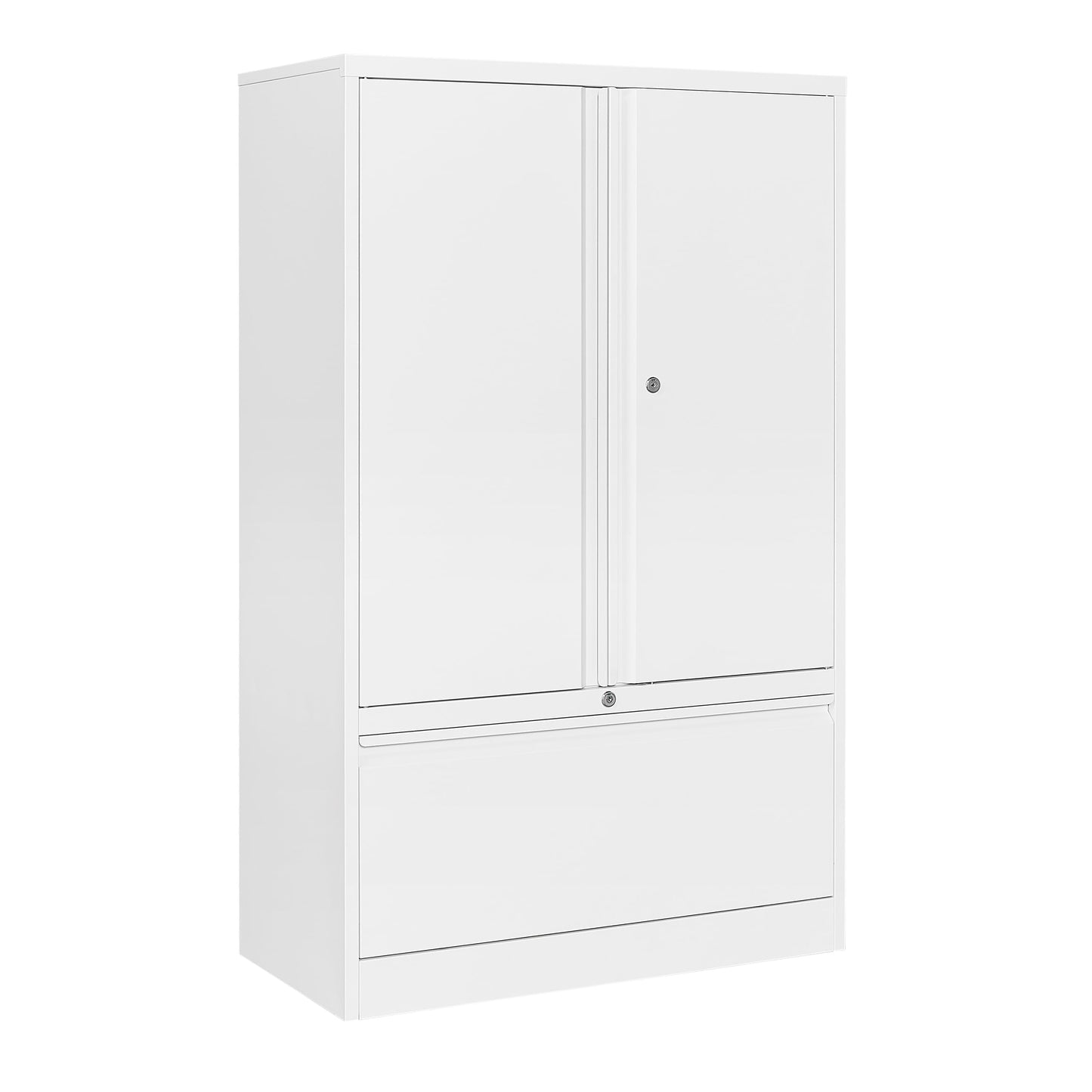 SISESOL Metal Storage Cabinet with Drawer,White File Cabinets, Locking Steel Storage Cabinet with Doors and Shelves for Home,Office,Warehouse,Garage,School,Fit A4/Letter/Legal File (1 Drawer)