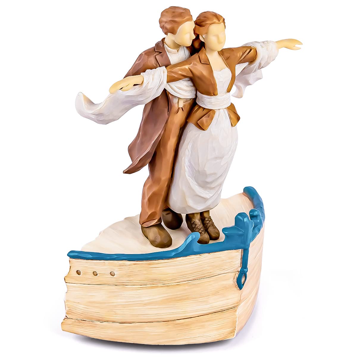 AIDLNS Couple Figurie Music Box Gift, Sculpted Hand-Painted Figure Musical Box, Anniversary Figurines Valentine's Day Gift for Wife Husband Boyfriend Girlfriend(Love Boat Serenade)