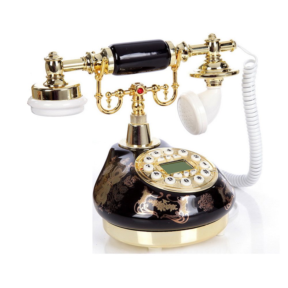 TelPal Corded Landline Phone, Black, Antique Style Decorative Telephone for Home Office Decor