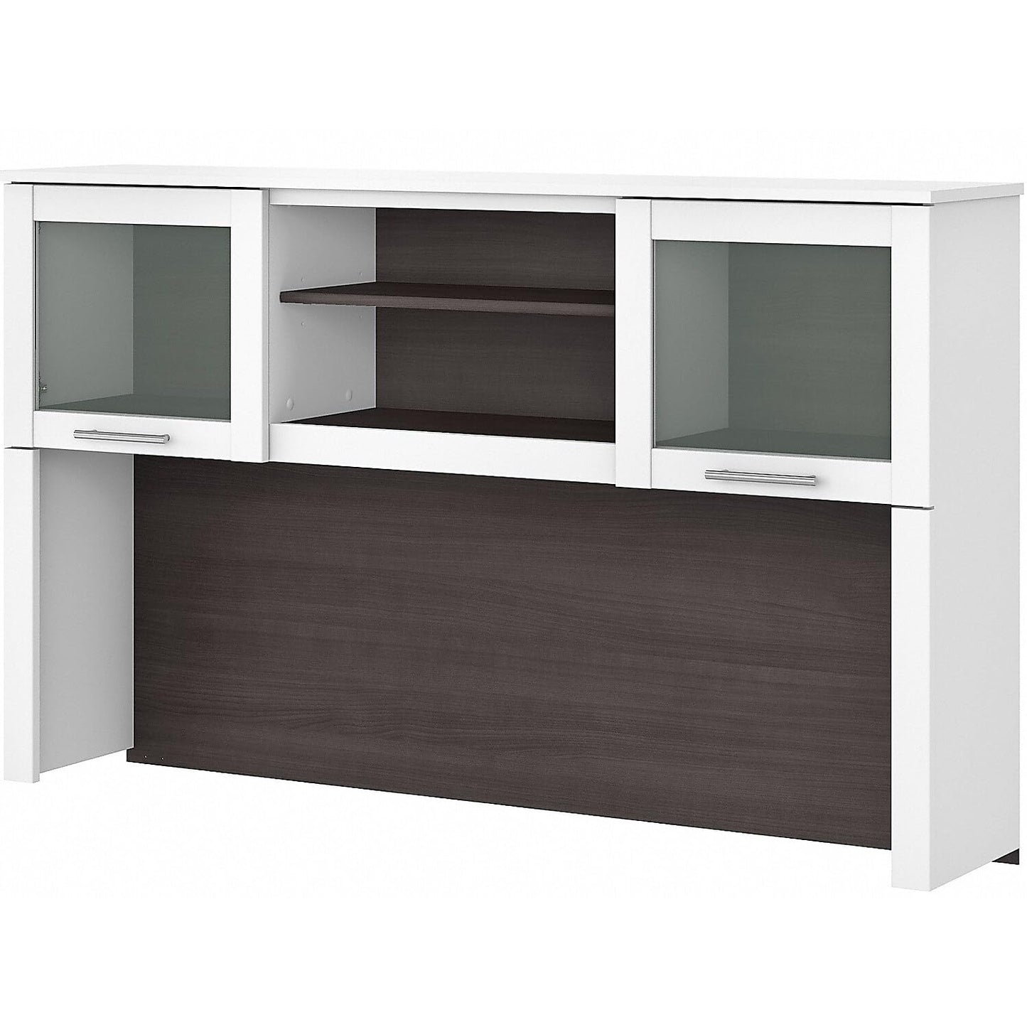 Bush Furniture Somerset 60W Desk Hutch in White and Storm Gray