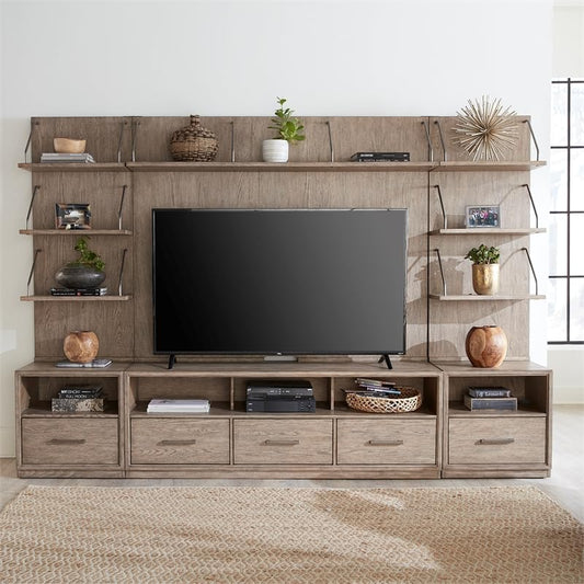 Entertainment Center with Piers - Burnished Beige
