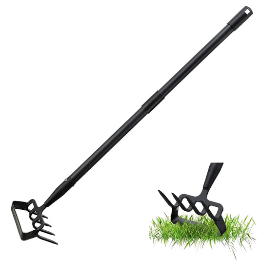 Garden Hoe- 62 Inch Long Stirrup Hoe Garden Tools Cultivator for Weeding, Heavy Duty Garden Hoe for Gardening Weeding with Adjustable Handle Scuffle Garden Hula Hoe with Rake,Loop Stirrup Hoe Weeder