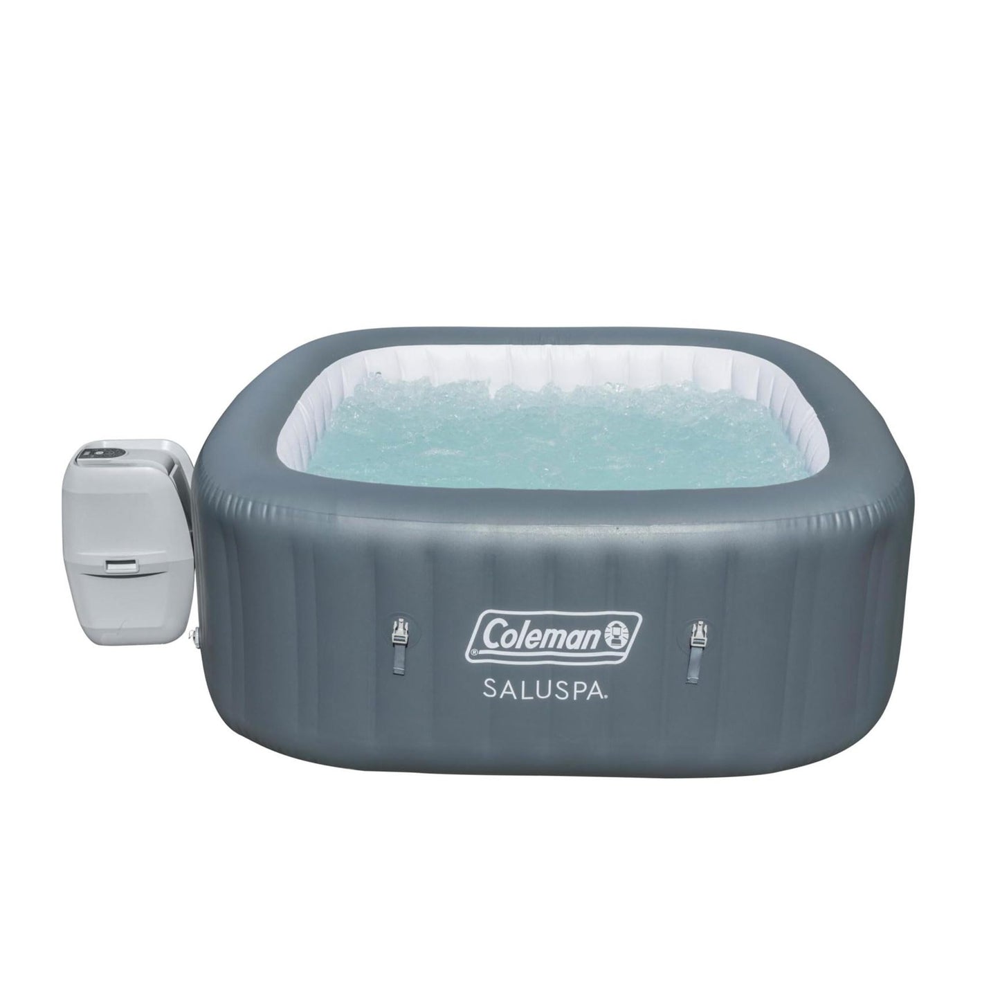 Bestway Coleman Hawaii AirJet Large Square 4 to 6 Person Inflatable Hot Tub Portable Outdoor Spa with 140 AirJets and EnergySense Cover, Grey