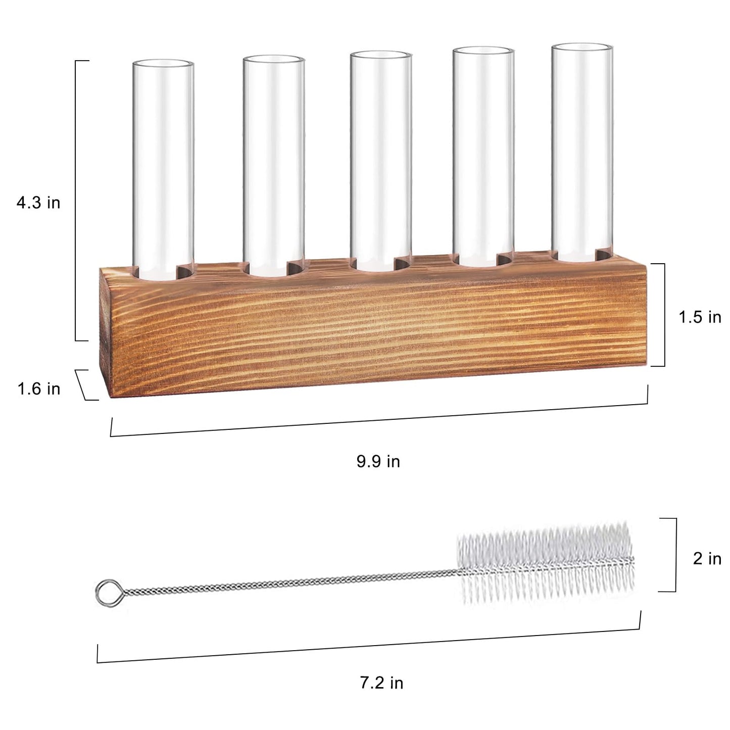 RENMXJ Plant Propagation Station, Plant Terrarium with Wooden Stand for Hydroponics Plants Office Decor Unique Gardening for Women Plant Lovers - 5 Glass Test Tube Vases