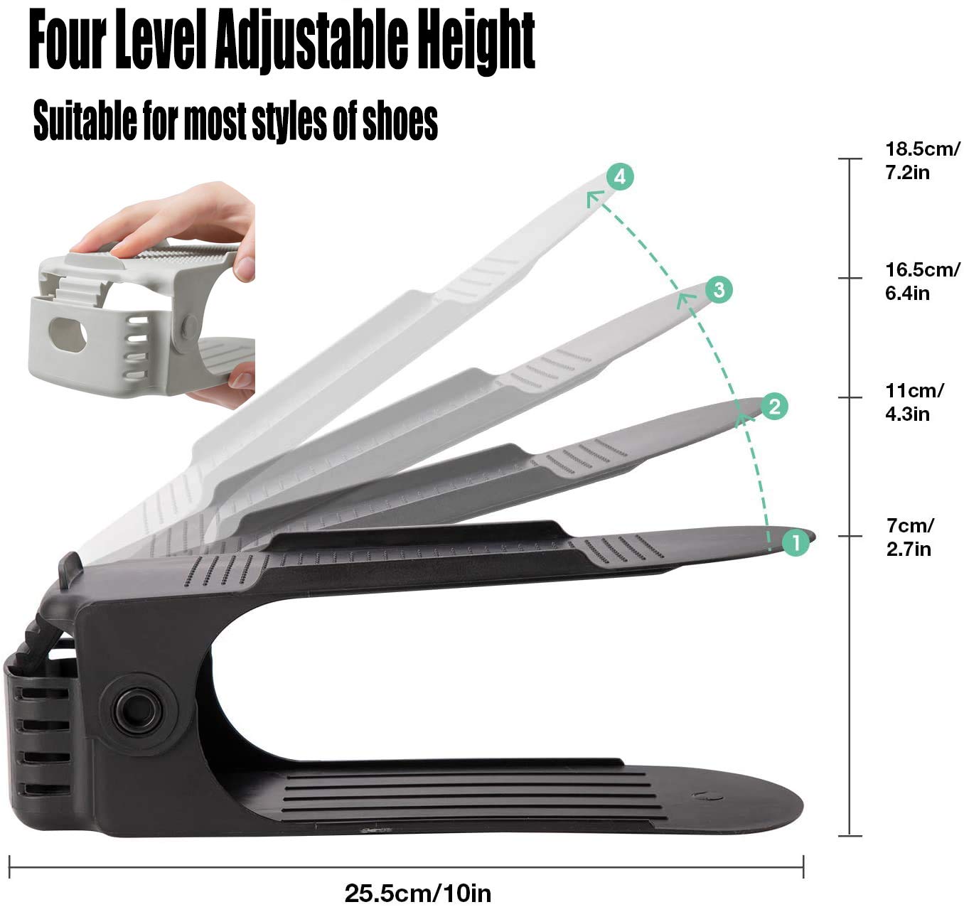 RISETEX 12 Pack Shoe Slots Organizer, Adjustable Double Layer Shoe Stack Sandals Rack, 50% Space-Saving Storage Shoe Stacker Holder for Closet Organization