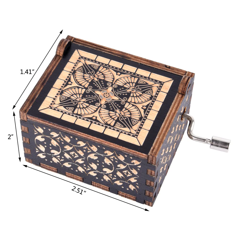 Can't Help Falling in Love Wood Music Box, Antique Engraved Musical Boxes Case for Love One Wooden Music Box - Gifts for Lover, Boyfriend, Girlfriend, Husband, Wife (BLACK)