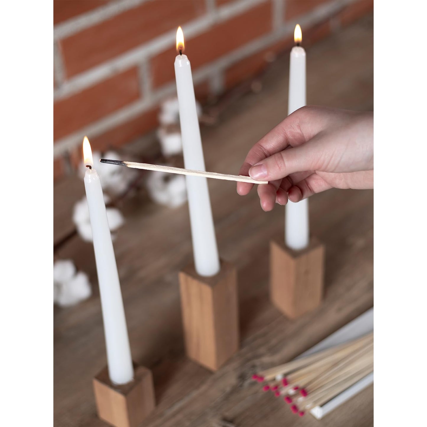 CANDWAX White Taper Candles 8 inch Dripless - Set of 4 Tapered Candles Ideal as Dinner Candles - Smokeless and Unscented Taper Candles Long Burning - Hand Poured Tall Candlesticks