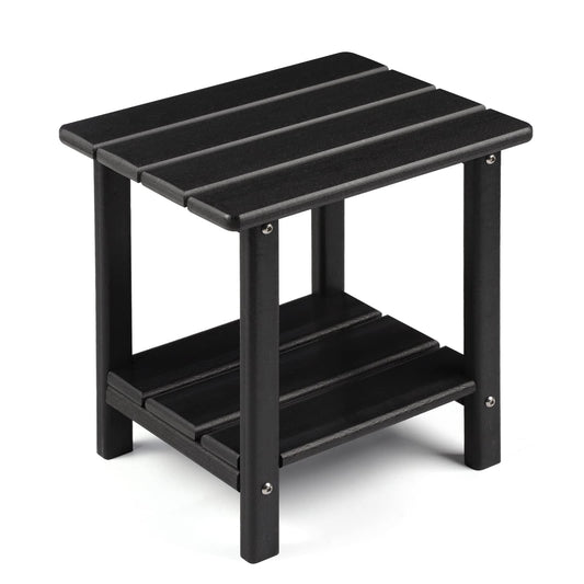 Apolimi Adirondack Outdoor Side Table, 2-Tier Sturdy Patio End Table Weather Resistant, 16.5" Solid Side Table for Patio, Pool, Porch (Black)