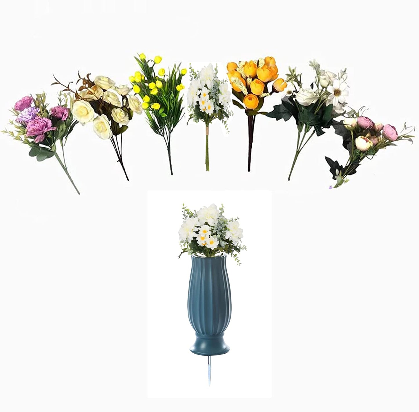 TFANUO Cemetery Vases with Spikes,Grave Vases for Cemetery with Metal Spikes and Drainage Holes,Cemetery Vases for Headstones Memorial Gifts Loss of Loved One