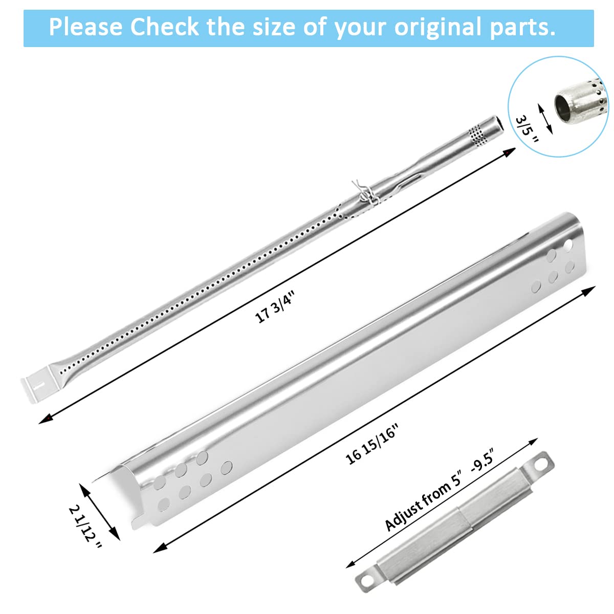 Grill Replacement Parts for Charbroil Performance 6 Burner 463244819 463238218 463276517 463276617, G470-5200-W1 Burner G470-0004-W1A Heat Plate for 5 Burner 463347519, 4 Burner 463347017 463342119