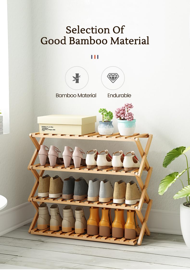 Generic Bamboo Haven: Modern Folding Shoe Rack for Stylish and Sustainable Home Organization, MP3RT8