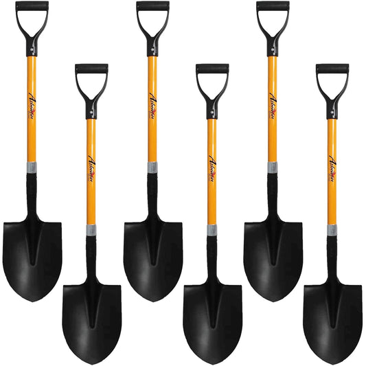 Ashman Heavy-Duty Digging Shovel (6 Pack) 41-Inch with Trenching Blade and Comfortable Handle - Ideal for Garden, Landscaping, Construction, and Masonry - Perfect for Digging Soil, Dirt, and Gravel.