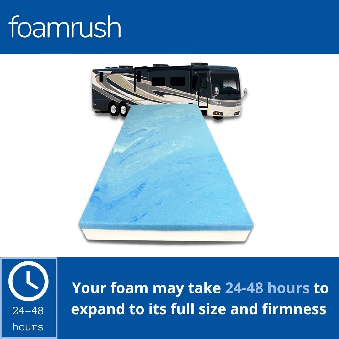 FoamRush 10-Inch Bunk (30" x 80") Cool Gel Memory Foam RV Mattress Replacement, Medium Firm, Comfort, Made in USA, Travel Camper Trailer Truck, Cover Not Included