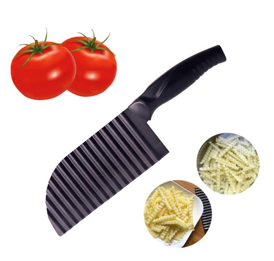 LaLiHa Crinkle Cutter Garnishing Knife for dough, French Fry Potato Cutter Stainless Steel Zig Zag Gadget Waves Chopper Knife for veggies Chip Blade (Corrugated blade,Large size)