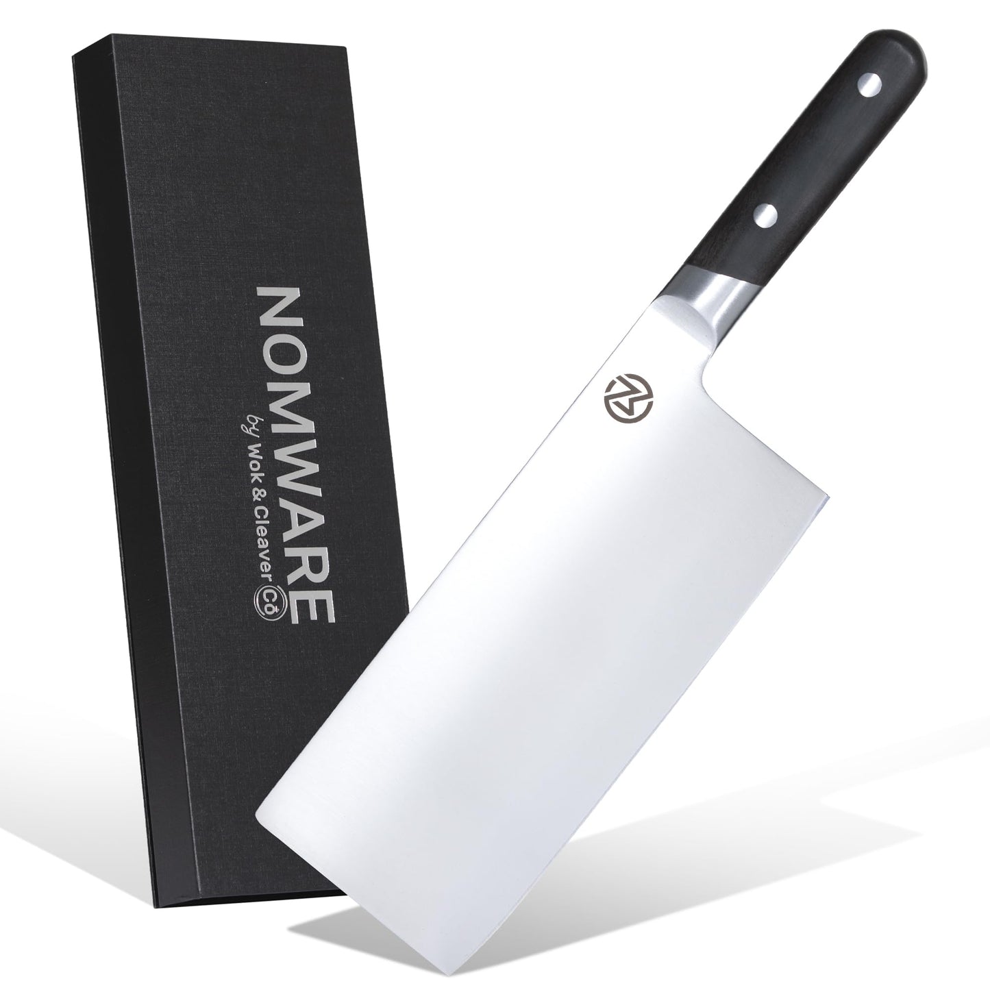 Nomware 8” Vegetable Cleaver, 59 Rockwell Hardness, 9cr Stainless Steel, Chacate Preto Wood Handle