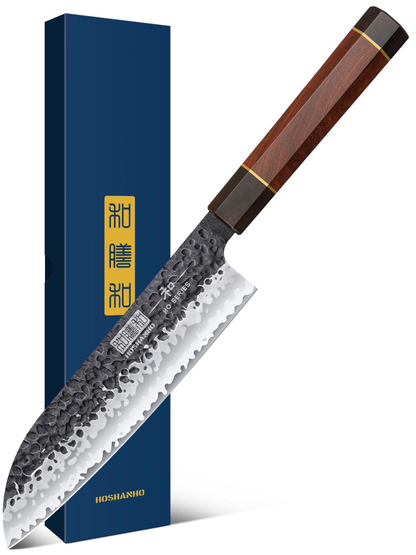 HOSHANHO Chef's Santoku Knife 7 Inch, Professional Japanese VG-10 Super Steel Chef Knife, Ultra Sharp Kitchen Knife with Octagonal Rosewood Handle