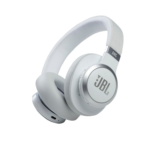 JBL Live 660NC - Wireless Over-ear Noise Cancelling headphones, JBL Signature Sound, Voice Assist, Up to 50Hrs of Battery with Speed Charging, Comfort-fit fabric headband and carrying pouch (White)