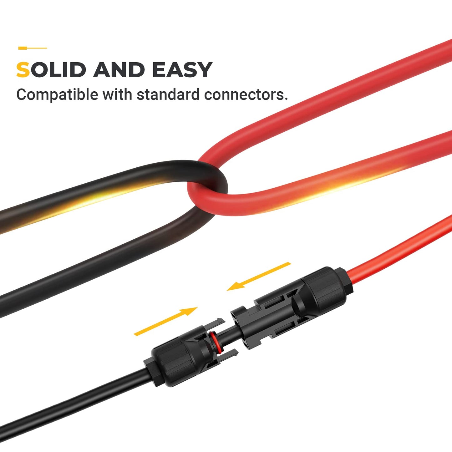 BougeRV 20 Feet 10AWG Solar Extension Cable with Female and Male Connector with Extra Pair of Connectors Solar Panel Adaptor Kit Tool (20FT Red + 20FT Black)