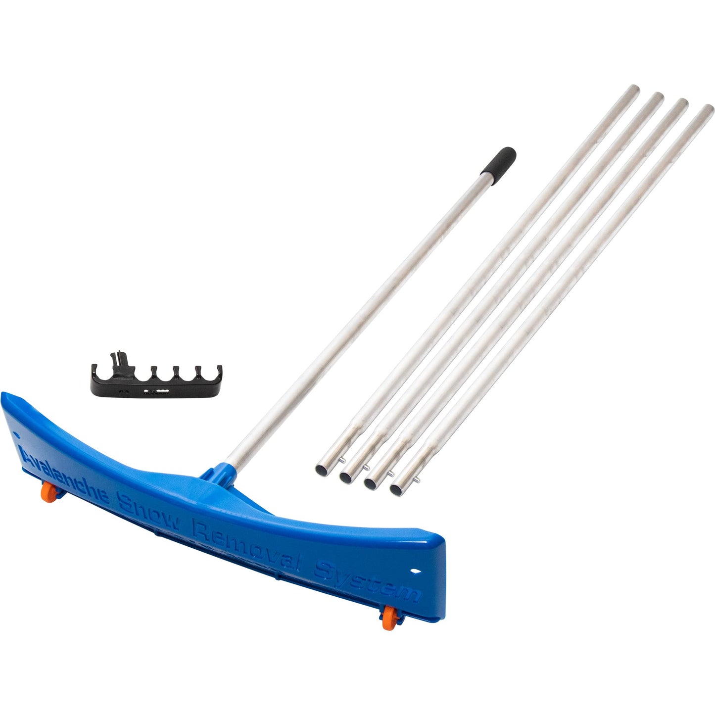 Snow Roof Rake, Easy Snow Removal from Roof, Prevents Ice Dams, Quick Assembly, 24” Wide Head, 20’ Reach, Built-In Wheels Prevent Damage, Made in the USA, SRD20