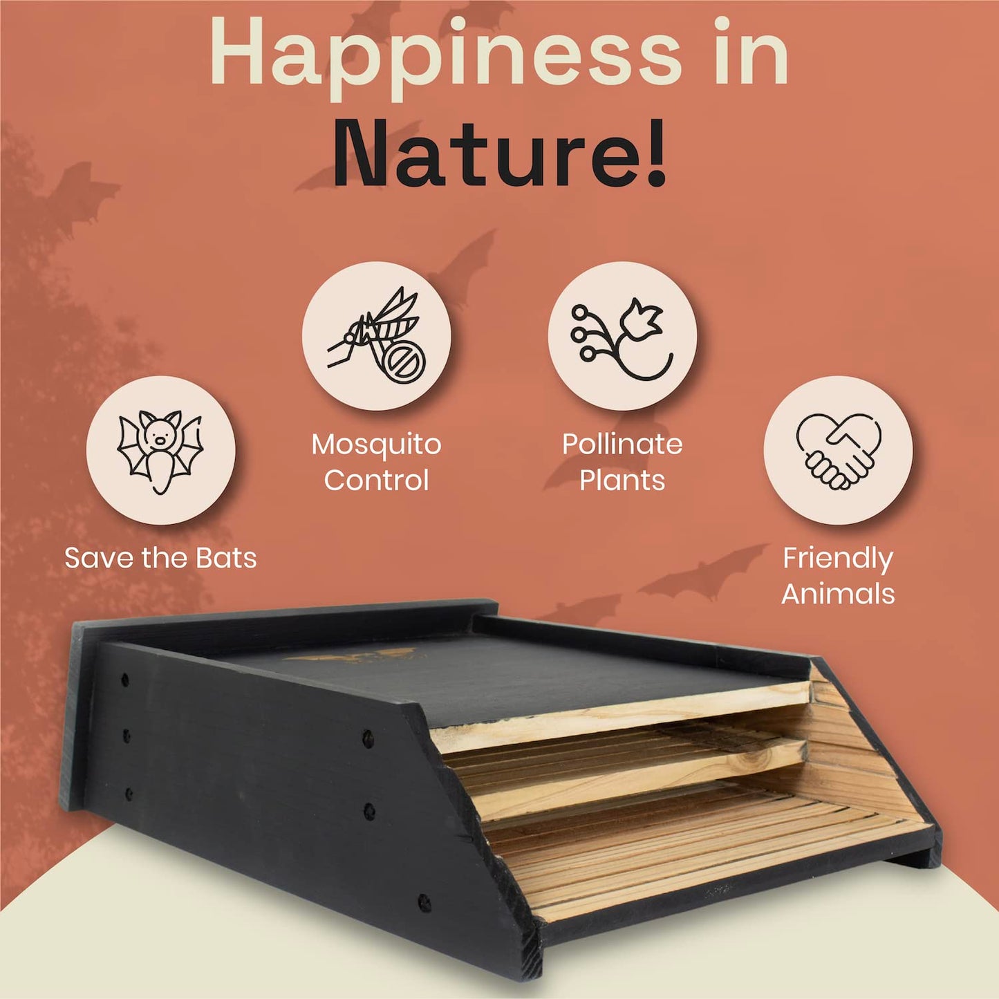 BIGBATBOX - Bat House for Outdoors - Clean Your Backyard from Mosquitoes - Wooden Bat House Kit - with Our Proven Bat Box Design, You are Almost Guaranteed to Attract Bats! WildYard