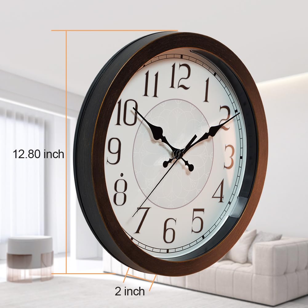 LOMANDA Illuminated Wall Clock, 13 Inch Silent Non Ticking Adjustable Brightness Battery Operated Clock, Lighted Wall Clocks for Living Room Bedroom Home Office