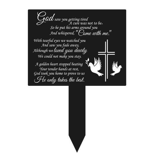 Memorial Remembrance Plaque Stake Waterproof Acrylic Grave Marker for Cemetery Memorial Garden Stake Sympathy Dove Grave Stake for Outdoors Yard Grave Cemetery Decoration(Dove Style)