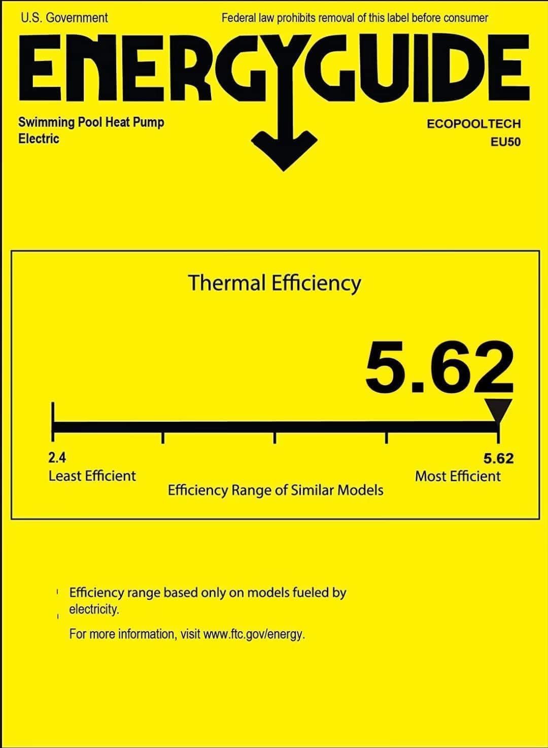 ECOPOOLTECH Electric Heat Pump Pool Heaters,Max 16184BTU Up to 5000 gallons Above Ground Pool Heaters, Fits 8/11/15ft Swimming Pool Heat Pumps,110V~120V/60Hz